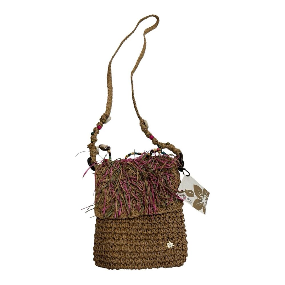 Cappelli Straworld Purse Beaded Handles/Shoulder Bag/Pink Green